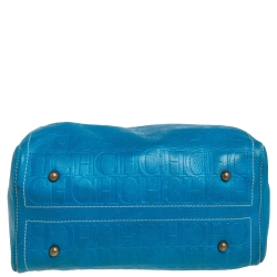 Pre Owned Carolina Herrera Turquoise Monogram Leather large Andy Boston Bag