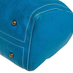 Pre Owned Carolina Herrera Turquoise Monogram Leather large Andy Boston Bag