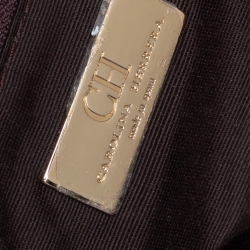 Pre Owned Carolina Herrera Dark Brown Monogram Leather Audrey Shoulder Bag
