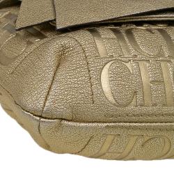 Pre Owned Carolina Herrera Gold Monogram Leather Audrey Shoulder Bag