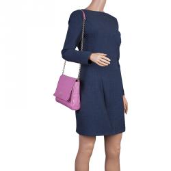 Pre Owned Carolina Herrera Pink Leather Minueto Shoulder Flap Bag