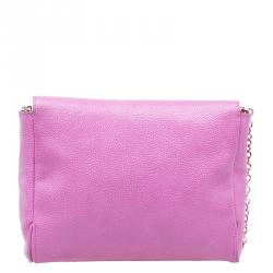 Pre Owned Carolina Herrera Pink Leather Minueto Shoulder Flap Bag