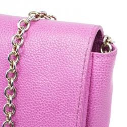 Pre Owned Carolina Herrera Pink Leather Minueto Shoulder Flap Bag