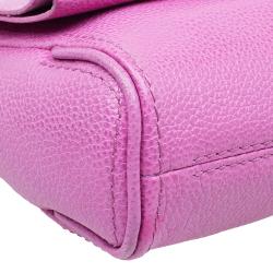 Pre Owned Carolina Herrera Pink Leather Minueto Shoulder Flap Bag