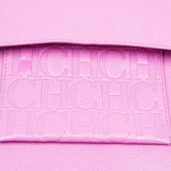 Pre Owned Carolina Herrera Pink Leather Minueto Shoulder Flap Bag