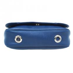 Pre Owned Carolina Herrera Blue Leather New Baltazar Flap Bag