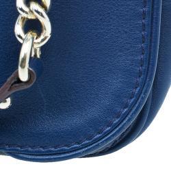 Pre Owned Carolina Herrera Blue Leather New Baltazar Flap Bag