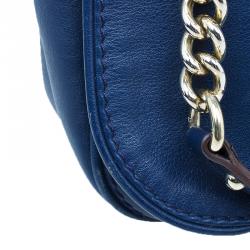 Pre Owned Carolina Herrera Blue Leather New Baltazar Flap Bag