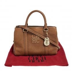 Pre Owned Carolina Herrera Brown Pebbled Leather Small Matteo Tote