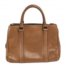 Pre Owned Carolina Herrera Brown Pebbled Leather Small Matteo Tote
