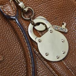 Pre Owned Carolina Herrera Brown Pebbled Leather Small Matteo Tote