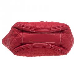 Pre Owned Carolina Herrera Red Quilted Monogram Leather Hobo