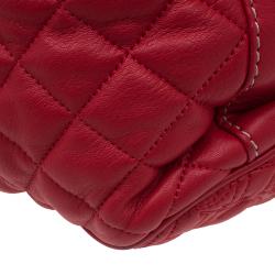 Pre Owned Carolina Herrera Red Quilted Monogram Leather Hobo