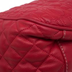 Pre Owned Carolina Herrera Red Quilted Monogram Leather Hobo