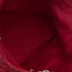 Pre Owned Carolina Herrera Red Quilted Monogram Leather Hobo