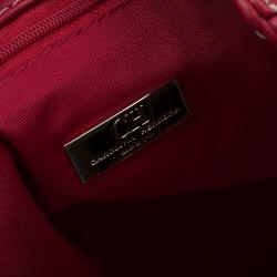 Pre Owned Carolina Herrera Red Quilted Monogram Leather Hobo