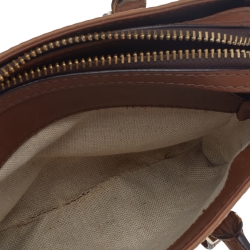 Pre Owned Carolina Herrera Brown/White Leather Satchel