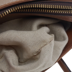 Pre Owned Carolina Herrera Brown/White Leather Satchel