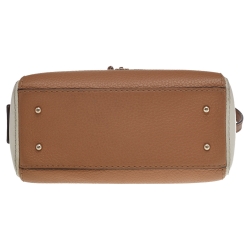 Pre Owned Carolina Herrera Brown/White Leather Satchel