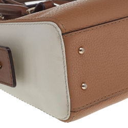 Pre Owned Carolina Herrera Brown/White Leather Satchel