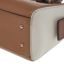 Pre Owned Carolina Herrera Brown/White Leather Satchel