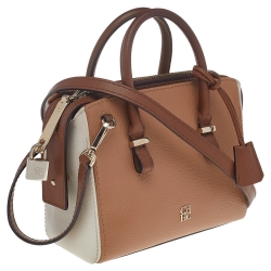Pre Owned Carolina Herrera Brown/White Leather Satchel