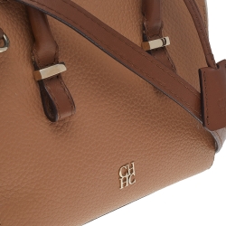 Pre Owned Carolina Herrera Brown/White Leather Satchel