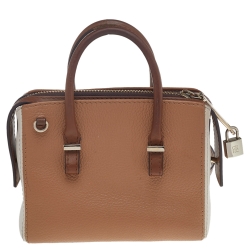 Pre Owned Carolina Herrera Brown/White Leather Satchel