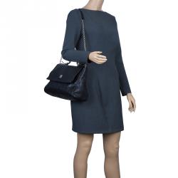 Pre Owned Carolina Herrera Black Leather Minueto Flap Bag