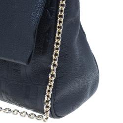 Pre Owned Carolina Herrera Black Leather Minueto Flap Bag