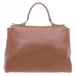 Pre Owned Carolina Herrera Brown Leather Minueto Flap Bag