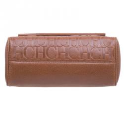 Pre Owned Carolina Herrera Brown Leather Minueto Flap Bag