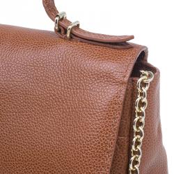 Pre Owned Carolina Herrera Brown Leather Minueto Flap Bag