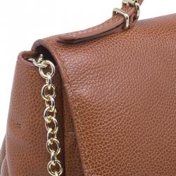 Pre Owned Carolina Herrera Brown Leather Minueto Flap Bag