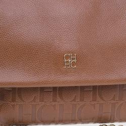 Pre Owned Carolina Herrera Brown Leather Minueto Flap Bag