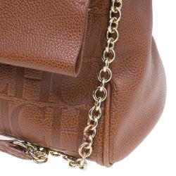 Pre Owned Carolina Herrera Brown Leather Minueto Flap Bag