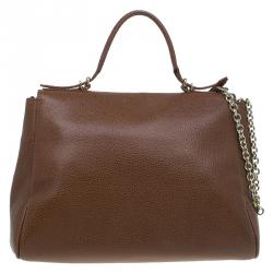 Pre Owned Carolina Herrera Brown Leather Minueto Flap Bag