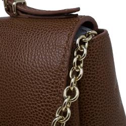 Pre Owned Carolina Herrera Brown Leather Minueto Flap Bag