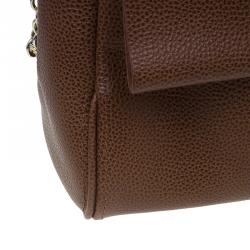 Pre Owned Carolina Herrera Brown Leather Minueto Flap Bag