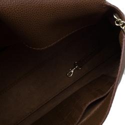 Pre Owned Carolina Herrera Brown Leather Minueto Flap Bag