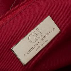 Pre Owned Carolina Herrera Red Quilted Monogram Leather Hobo