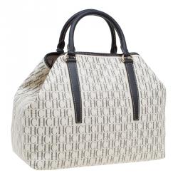 Pre Owned Carolina Herrera Beige Monogram Coated Canvas Shopper Tote