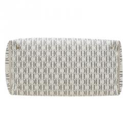 Pre Owned Carolina Herrera Beige Monogram Coated Canvas Shopper Tote