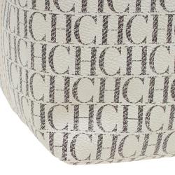 Pre Owned Carolina Herrera Beige Monogram Coated Canvas Shopper Tote