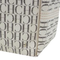 Pre Owned Carolina Herrera Beige Monogram Coated Canvas Shopper Tote