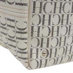 Pre Owned Carolina Herrera Beige Monogram Coated Canvas Shopper Tote
