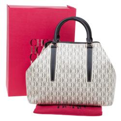 Pre Owned Carolina Herrera Beige Monogram Coated Canvas Shopper Tote