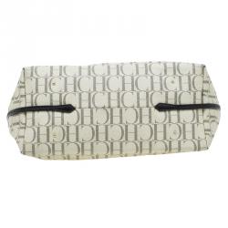 Pre Owned Carolina Herrera Beige Monogram Coated Canvas Shopper Tote
