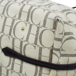 Pre Owned Carolina Herrera Beige Monogram Coated Canvas Shopper Tote