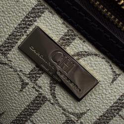 Pre Owned Carolina Herrera Beige Monogram Coated Canvas Shopper Tote